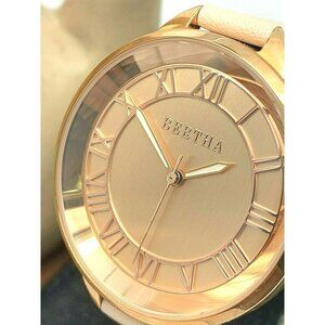 Bertha Women's Watch Madison Quartz Rose Gold Dial Roman Numerals Leather Strap